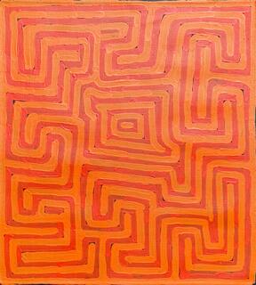 Australian Indigenous (Aboriginal and Torres Strait Islander) artwork by AUBREY TJANGALA of Papunya Tula Artists. The title is Untitled. [AT2412001] (Acrylic on Linen)