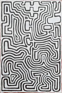 Australian Indigenous (Aboriginal and Torres Strait Islander) artwork by AUBREY TJANGALA of Papunya Tula Artists. The title is Untitled. [AT2404031] (Acrylic on Linen)