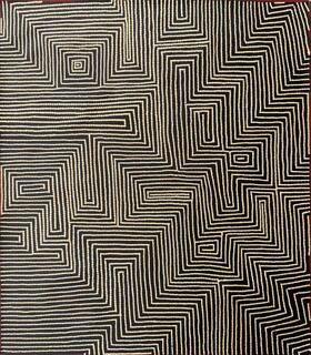 Australian Indigenous (Aboriginal and Torres Strait Islander) artwork by ANGUS TJUNGURRAYI of Papunya Tula Artists. The title is Untitled. [AT2411202] (Acrylic on Linen)