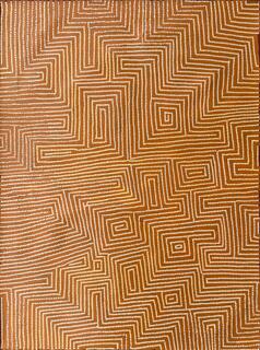 Australian Indigenous (Aboriginal and Torres Strait Islander) artwork by ANGUS TJUNGURRAYI of Papunya Tula Artists. The title is Untitled. [AT2412108] (Acrylic on Linen)