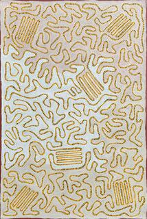 Australian Indigenous (Aboriginal and Torres Strait Islander) artwork by ADRIAN JURRA TJUNGURRAYI of Papunya Tula Artists. The title is Untitled. [AJ2410054] (Acrylic on Linen)