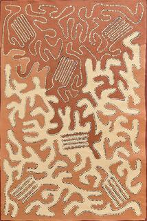 Australian Indigenous (Aboriginal and Torres Strait Islander) artwork by ADRIAN JURRA TJUNGURRAYI of Papunya Tula Artists. The title is Untitled. [AJ2412119] (Acrylic on Linen)