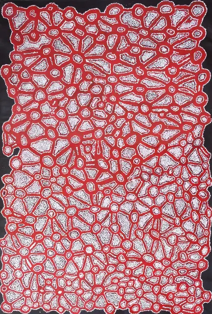 Australian Indigenous (Aboriginal and Torres Strait Islander) artwork by FRED GRANT of Spinifex Artists. The title is Ukuratjara Munu Mituna. [13197] (Acrylic on Linen)