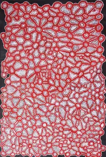 Australian Indigenous (Aboriginal and Torres Strait Islander) artwork by FRED GRANT of Spinifex Artists. The title is Ukuratjara Munu Mituna. [13197] (Acrylic on Linen)