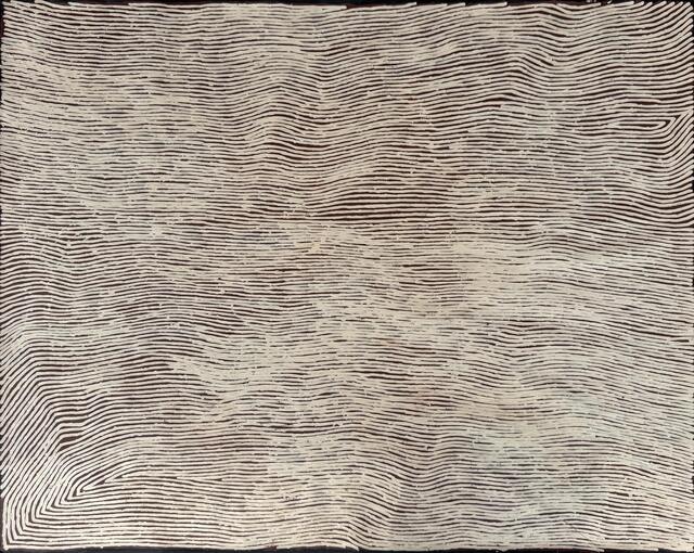 Australian Indigenous (Aboriginal and Torres Strait Islander) artwork by GEORGE TJUNGURRAYI of Papunya Tula Artists. The title is Untitled - Karrilwarra. [GT2407204] (Acrylic on Linen)
