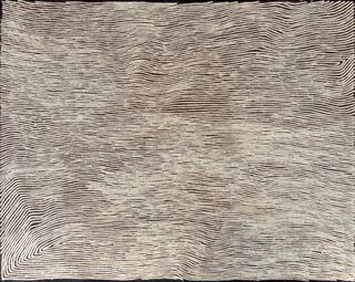 Australian Indigenous (Aboriginal and Torres Strait Islander) artwork by GEORGE TJUNGURRAYI of Papunya Tula Artists. The title is Untitled - Karrilwarra. [GT2407204] (Acrylic on Linen)