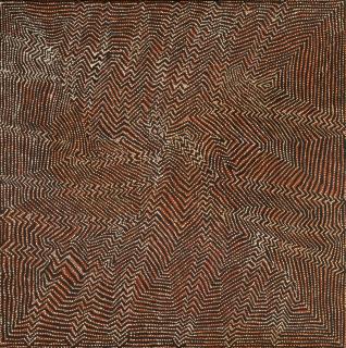 Australian Indigenous (Aboriginal and Torres Strait Islander) artwork by KIM WEST NAPURRULA of Papunya Tula Artists. The title is Untitled - Marrapinti. [KN2607070] (Acrylic on Belgian Linen)