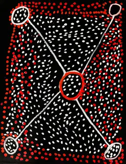 Australian Indigenous (Aboriginal and Torres Strait Islander) artwork by MICK RICTOR of Spinifex Artists. The title is Untitled. [21-162b] (Acrylic on Linen)