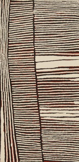 Australian Indigenous (Aboriginal and Torres Strait Islander) artwork by RAY JAMES TJANGALA of Papunya Tula Artists. The title is Untitled - Malparingya. [RT2611043] (Acrylic on Belgian Linen)