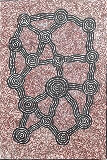 Australian Indigenous (Aboriginal and Torres Strait Islander) artwork by STEVEN NOLAN TJAPANANGKA of Papunya Tula Artists. The title is Untitled. [SN2503039] (Acrylic on Linen)
