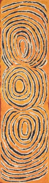 Australian Indigenous (Aboriginal and Torres Strait Islander) artwork by TJUNKIYA NAPALTJARRI of Papunya Tula Artists. The title is Umari. [TN0411083] (Acrylic on Belgian Linen)