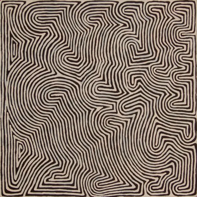 Australian Indigenous (Aboriginal and Torres Strait Islander) artwork by RONNIE TJAMPITJINPA of Papunya Tula Artists. The title is Umari. [RT1207083] (Acrylic on Belgian Linen)