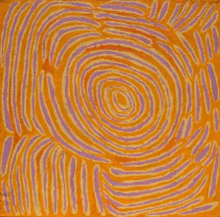 Australian Indigenous (Aboriginal and Torres Strait Islander) artwork by TJUNKIYA NAPALTJARRI of Papunya Tula Artists. The title is Umari. [TN0801024] (Acrylic on Canvas)