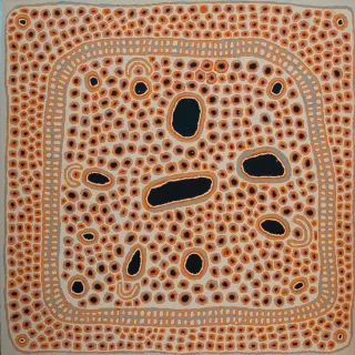 Australian Indigenous (Aboriginal and Torres Strait Islander) artwork by YUYUYA NAMPITJINPA of Papunya Tula Artists. The title is Umari. [YN0806018] (Acrylic on Canvas)