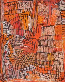 Australian Indigenous (Aboriginal and Torres Strait Islander) artwork by NAATA NUNGURRAYI of Papunya Tula Artists. The title is Unkunya. [NN0609006] (Acrylic on Belgian Linen)