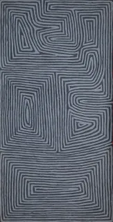 Australian Indigenous (Aboriginal and Torres Strait Islander) artwork by GEORGE TJUNGURRAYI of Papunya Tula Artists. The title is Unkunya. [GT1302061] (Acrylic on Belgian Linen)