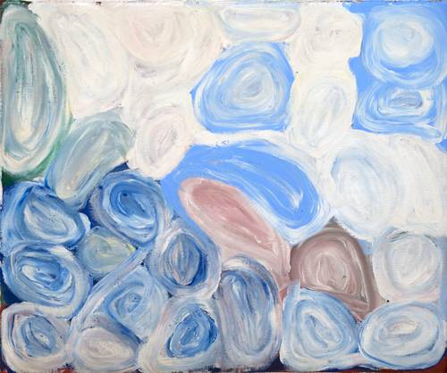 Australian Indigenous (Aboriginal and Torres Strait Islander) artwork by BUGAI WHYLOUTER of Martumili Artists. The title is Untitled. [09-1162] (Acrylic on Linen)