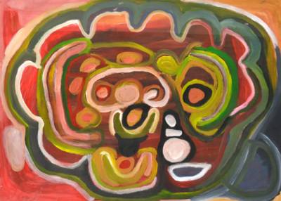 Australian Indigenous (Aboriginal and Torres Strait Islander) artwork by HITLER PAMBA of Mangkaja Artists. The title is Untitled 1996. [hp001-96] (Acrylic on Paper)