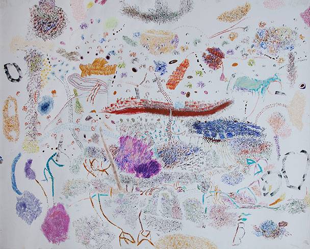 Australian Indigenous (Aboriginal and Torres Strait Islander) artwork by RAJNISH KAUR of Miscellaneous Artists. The title is Untitled. [RK_1-1_2014] (Oil Pastel on Paper)