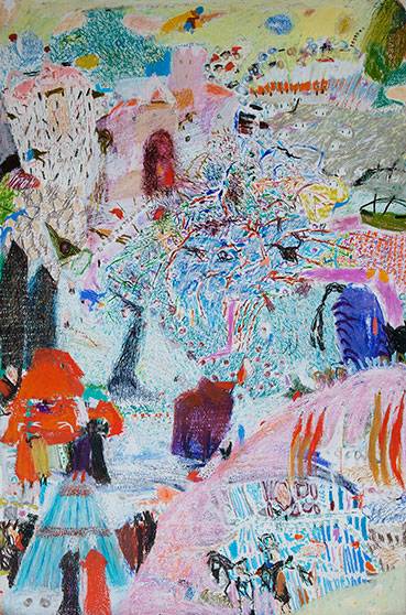 Australian Indigenous (Aboriginal and Torres Strait Islander) artwork by RAJNISH KAUR of Miscellaneous Artists. The title is Untitled. [RK_2-1_2014] (Oil Pastel on Paper)