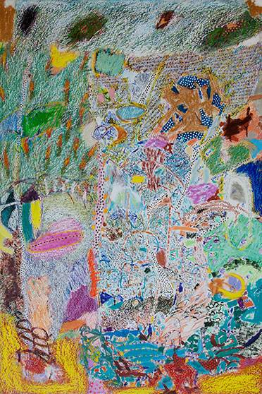 Australian Indigenous (Aboriginal and Torres Strait Islander) artwork by RAJNISH KAUR of Miscellaneous Artists. The title is Untitled. [RK_2-2_2014] (Oil Pastel on Paper)