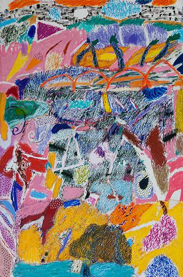 Australian Indigenous (Aboriginal and Torres Strait Islander) artwork by RAJNISH KAUR of Miscellaneous Artists. The title is Untitled. [RK_2-3_2014] (Oil Pastel on Paper)