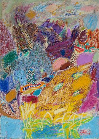 Australian Indigenous (Aboriginal and Torres Strait Islander) artwork by RAJNISH KAUR of Miscellaneous Artists. The title is Untitled. [RK_3-1_2014] (Oil Pastel on Paper)