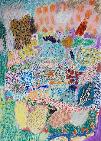 Australian Indigenous (Aboriginal and Torres Strait Islander) artwork by RAJNISH KAUR of Miscellaneous Artists. The title is Untitled. [RK_3-2_2014] (Oil Pastel on Paper)