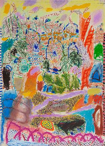 Australian Indigenous (Aboriginal and Torres Strait Islander) artwork by RAJNISH KAUR of Miscellaneous Artists. The title is Untitled. [RK_3-4_2013] (Oil Pastel on Paper)