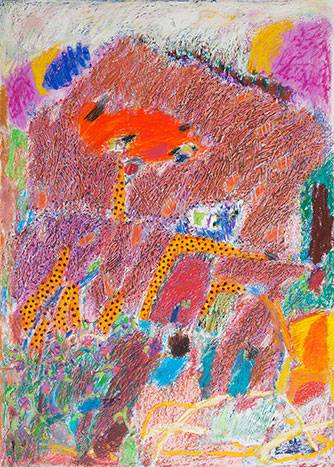 Australian Indigenous (Aboriginal and Torres Strait Islander) artwork by RAJNISH KAUR of Miscellaneous Artists. The title is Untitled. [RK_3-6_2014] (Oil Pastel on Paper)