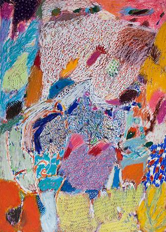 Australian Indigenous (Aboriginal and Torres Strait Islander) artwork by RAJNISH KAUR of Miscellaneous Artists. The title is Untitled. [RK_3-7_2013] (Oil Pastel on Paper)