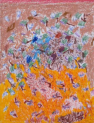 Australian Indigenous (Aboriginal and Torres Strait Islander) artwork by RAJNISH KAUR of Miscellaneous Artists. The title is Untitled. [RK_4-11_2014] (Oil Pastel on Paper)