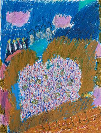 Australian Indigenous (Aboriginal and Torres Strait Islander) artwork by RAJNISH KAUR of Miscellaneous Artists. The title is Untitled. [RK_4-17_2014] (Oil Pastel on Paper)