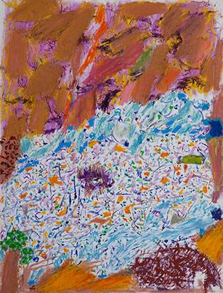 Australian Indigenous (Aboriginal and Torres Strait Islander) artwork by RAJNISH KAUR of Miscellaneous Artists. The title is Untitled. [RK_4-26_2014] (Oil Pastel on Paper)