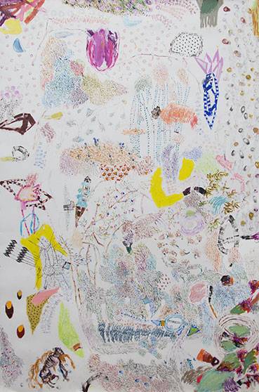 Australian Indigenous (Aboriginal and Torres Strait Islander) artwork by RAJNISH KAUR of Miscellaneous Artists. The title is Untitled. [RK_2-4_2014] (Oil Pastel on Paper)