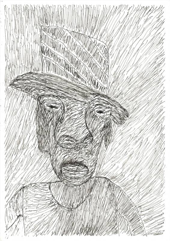 Australian Indigenous (Aboriginal and Torres Strait Islander) artwork by ADRIAN ROBERTSON of Mwerre Anthurre Artists (Bindi Inc). The title is Untitled. [808-22] (Pen/Pencil Drawing)
