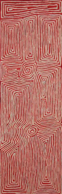 Australian Indigenous (Aboriginal and Torres Strait Islander) artwork by GEORGE TJUNGURRAYI of Papunya Tula Artists. The title is Untitled - Ngamurrunya. [GT1110046] (Acrylic on Belgian Linen)