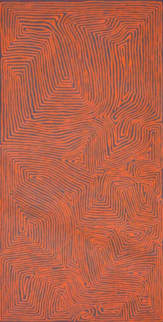 Australian Indigenous (Aboriginal and Torres Strait Islander) artwork by GEORGE TJUNGURRAYI of Papunya Tula Artists. The title is Untitled - Nyintirrinya. [GT1208086] (Acrylic on Belgian Linen)