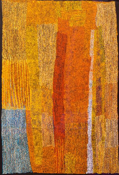 Australian Indigenous (Aboriginal and Torres Strait Islander) artwork by KUNMANARA PATJU PRESLEY of Spinifex Artists. The title is Upalini. [20-213] (Acrylic on Linen)