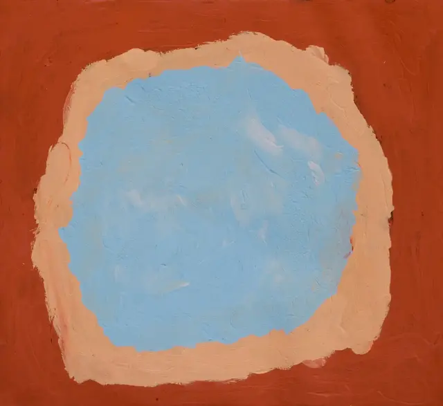 Australian Indigenous (Aboriginal and Torres Strait Islander) artwork by SANDY BRUMBY of Ninuku Arts. The title is Victory Downs. [13258] (Acrylic on Linen)