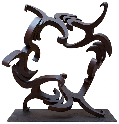 Australian Indigenous (Aboriginal and Torres Strait Islander) artwork by GREG JOHNS of Miscellaneous Artists. The title is Vortex Mandala 2010. [GJ201607004_3/9] (Solid Mild Steel)