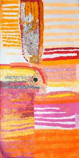 Australian Indigenous (Aboriginal and Torres Strait Islander) artwork by CHRISTINE YUKENBARRI of Warlayirti Artists (Balgo). The title is Winpurpurla. [537/09] (Acrylic on Linen)