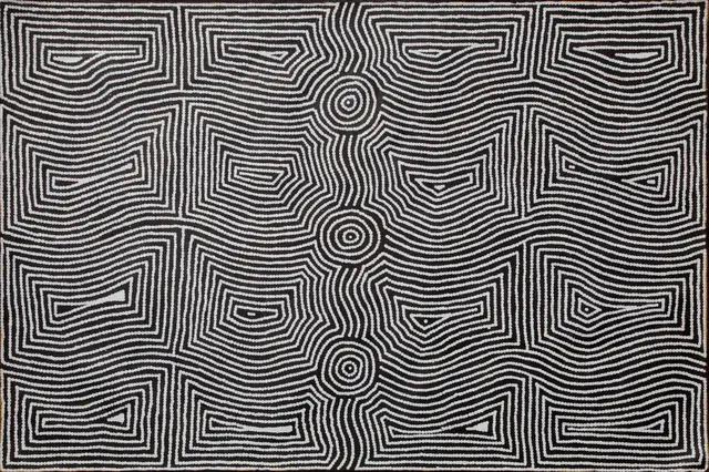 Australian Indigenous (Aboriginal and Torres Strait Islander) artwork by GRAHAM GORDON of Warlayirti Artists (Balgo). The title is Wilkinkarra. [488/09] (Acrylic on Linen)