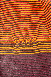 Australian Indigenous (Aboriginal and Torres Strait Islander) artwork by HELICOPTER TJUNGURRAYI of Warlayirti Artists (Balgo). The title is Wangkartu. [72/09] (Acrylic on Linen)