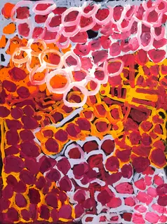 Australian Indigenous (Aboriginal and Torres Strait Islander) artwork by HARRY TJUTJUNA of Ninuku Arts. The title is Wati Nyiru. [NKHT12414] (Acrylic on Linen)