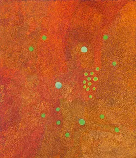 Australian Indigenous (Aboriginal and Torres Strait Islander) artwork by IMELDA (YUKENBARRI) GUGAMAN of Warlayirti Artists (Balgo). The title is Winpurpurla. [80/15] (Acrylic on Linen)