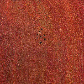 Australian Indigenous (Aboriginal and Torres Strait Islander) artwork by IMELDA (YUKENBARRI) GUGAMAN of Warlayirti Artists (Balgo). The title is Winpurpurla. [230/14] (Acrylic on Linen)