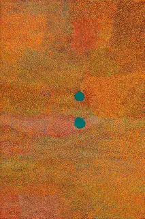 Australian Indigenous (Aboriginal and Torres Strait Islander) artwork by IMELDA (YUKENBARRI) GUGAMAN of Warlayirti Artists (Balgo). The title is Winpurpurla. [103-16] (Acrylic on Linen)