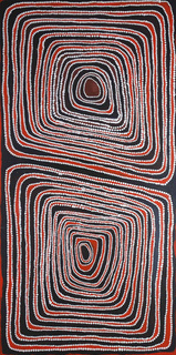 Australian Indigenous (Aboriginal and Torres Strait Islander) artwork by MAWUKURA JIMMY NERRIMAH of Mangkaja Artists. The title is Wili. [pc759/05] (Acrylic on Canvas)