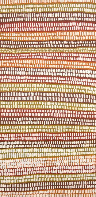 Australian Indigenous (Aboriginal and Torres Strait Islander) artwork by MORRIS REID of Warlayirti Artists (Balgo). The title is Wilkinkarra. [943/07] (Acrylic on Canvas)